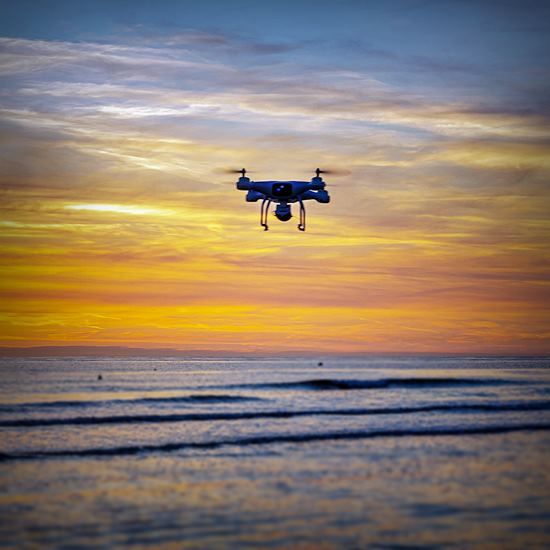 Drone over the ocean