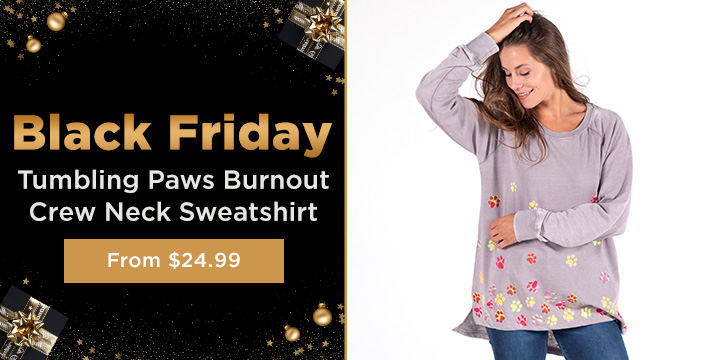 Tumbling Paws Burnout Crew Neck Sweatshirt