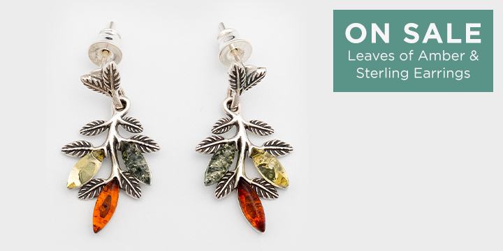Leaves of Amber and Sterling Earrings
