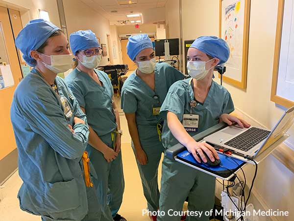 University of Michigan Hospital Workers Wear our Masks